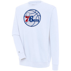 Philadelphia 76ers Antigua Victory Crewneck basketball Pullover Sweatshirt - White