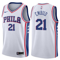 2017-18 Season Joel Embiid Philadelphia 76ers #21 Association White Jersey