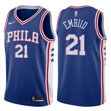 2017-18 Season Joel Embiid Philadelphia 76ers #21 Icon Blue Jersey