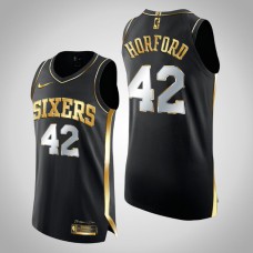 Men Philadelphia 76ers Al Horford #42 Golden Edition 3X Champs Authentic Black Jersey
