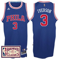 2016-17 Season Philadelphia 76ers #3 Hardwood Classics Throwback Royal Jersey Allen Iverson