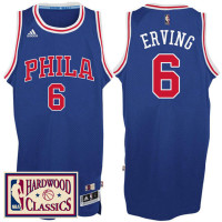 2016-17 Season Philadelphia 76ers #6 Hardwood Classics Throwback Royal Jersey Julius Erving