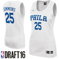 Ben Simmons Philadelphia 76ers #25 2016 NBA Draft Home White Women Jersey
