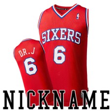 Julius Erving #6 Philadelphia 76ers Nickname DR.J Throwback Red Jersey