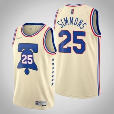 2020-21 Philadelphia 76ers Ben Simmons #25 Cream Earned Jersey