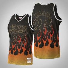 Men's Philadelphia 76ers Ben Simmons #25 Black Flames Jersey