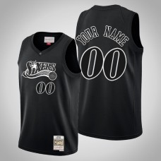 Men's Philadelphia 76ers Custom #00 Black Hardwood Classics Throwback White Logo Jersey