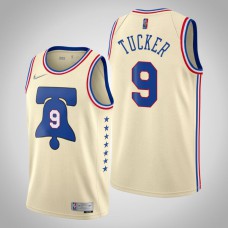 2020-21 Philadelphia 76ers Rayjon Tucker #9 Cream Earned Jersey