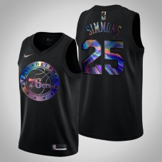 Men Philadelphia 76ers Ben Simmons #25 Black Iridescent Holographic Limited Edition Jersey