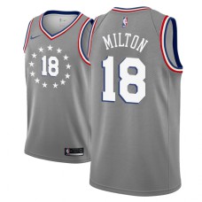 Men NBA 2018-19 Shake Milton Philadelphia 76ers #18 City Edition Gray Jersey