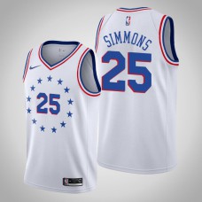 Men NBA 2018-19 Ben Simmons Philadelphia 76ers #25 Earned Edition White Swingman Jersey