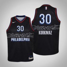 Youth Furkan Korkmaz Philadelphia 76ers #30 City Black 2021 Season Jersey